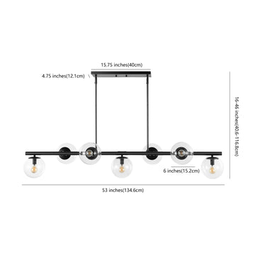 Luca Parisian 45.5" Modern Glam Iron Globe Linear LED Pendant